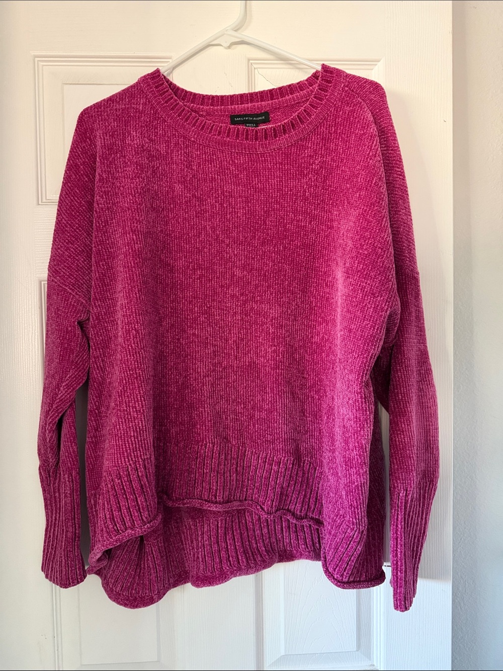 Saks Fifth Avenue Chenille Crewneck Sweater - Fuchsia Pink